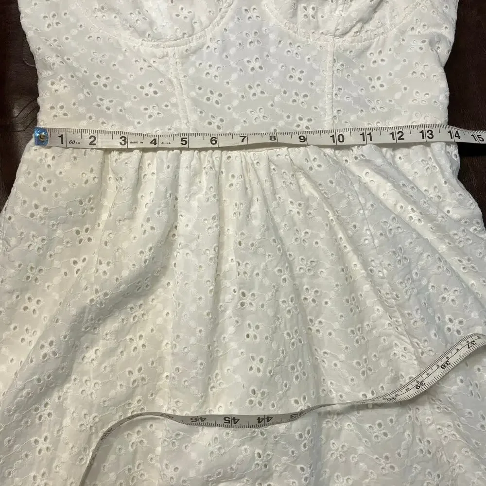 Selfie Juniors White Eyelet Dress Large Cotton Sleeveless Cute Summer Graduation